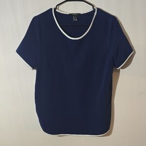 Forever 21 Navy Blue Tee with White Accents